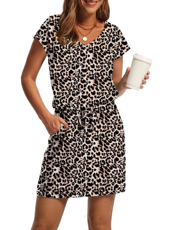 Dresses & Skirts - Summer Dresses for Women 2026 V Neck T Shirt Casual Mini Dresses Tie Waist Sundr